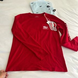 ⭐️🌴NWT Vineyard Vines Tee pocket Santa whale long sleeve shirt